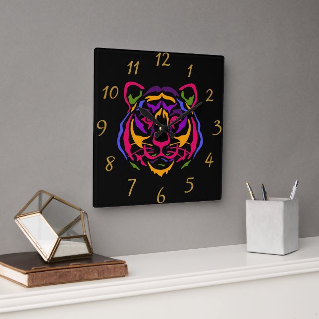 Horloge Carrée Tigre Wall Clock (Bureau)