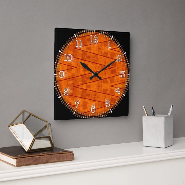 Horloge Carrée Time and illustrated art on your wall. (Bureau)