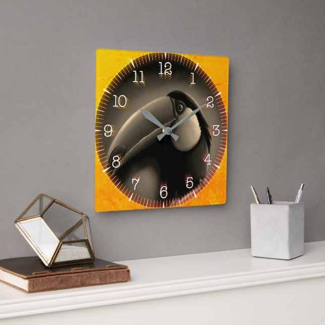 Horloge Carrée Time and illustrated art on your wall. (Bureau)