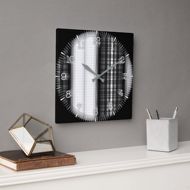 Horloge Carrée Time and illustrated art on your wall. (Bureau)
