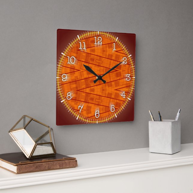 Horloge Carrée Time and illustrated art on your wall. (Bureau)