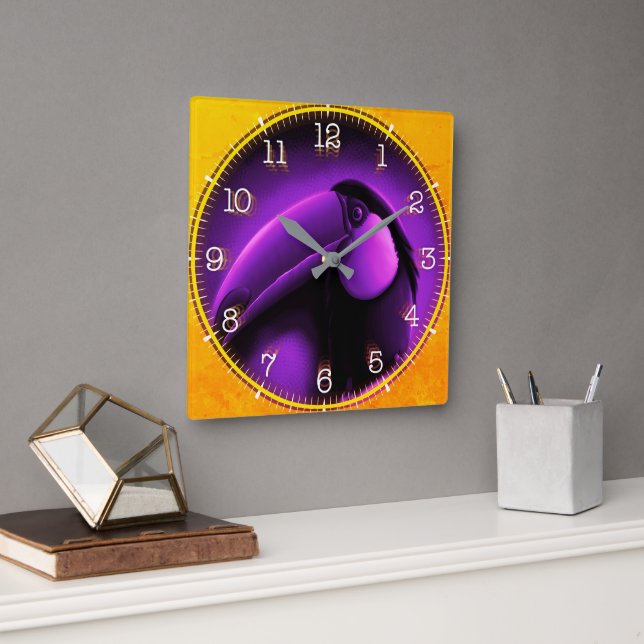 Horloge Carrée Time and illustrated art on your wall. (Bureau)