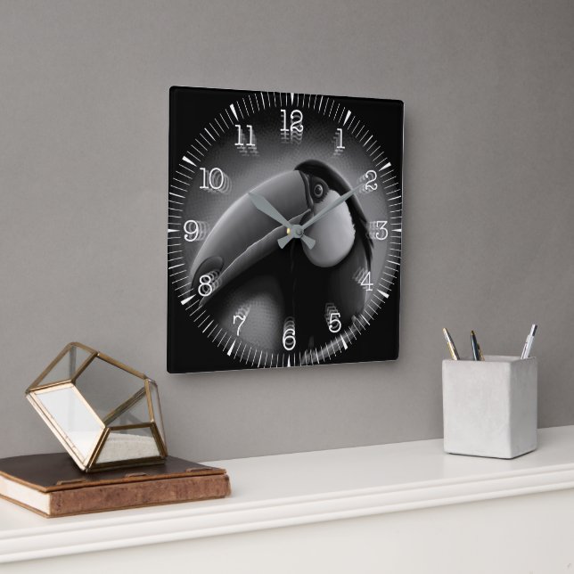 Horloge Carrée Time and illustrated art on your wall. (Bureau)