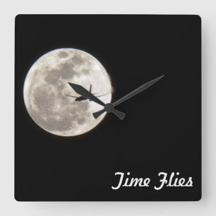 Horloge Carrée ~Time Flies~ MUR HORLOGE, CUSTOMISEZ-LE !
