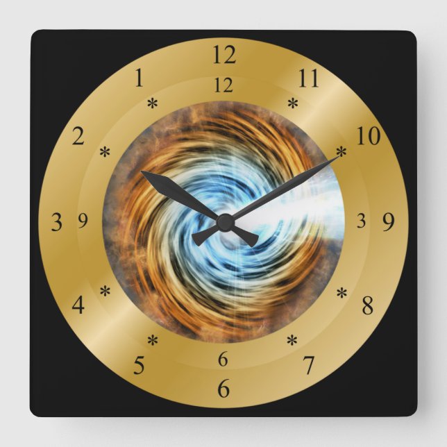 Horloge Carrée Time Machine Clock ~ Blazar Galaxy ~ Vortex ~ (Recto)