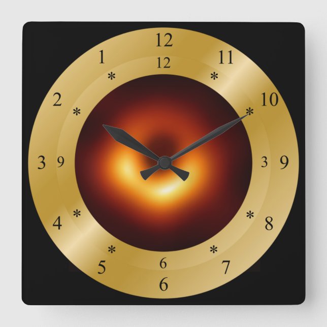 Horloge Carrée Time Machine Clock~Messier 87 Galaxy~Black Hole ~ (Recto)