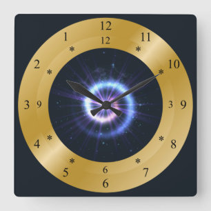 Horloge Carrée Time Machine ~ Energy Blue Spiral ~ Time Travel