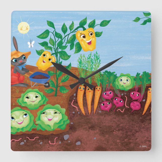 Horloge Carrée Time To Count-Garden (Recto)