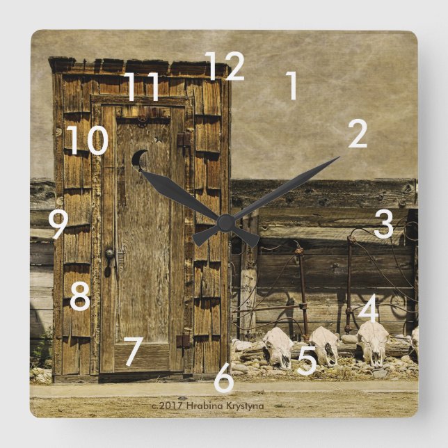 Horloge Carrée TIME TO Go ! OUTHOUSE WALL CLOCK (Recto)
