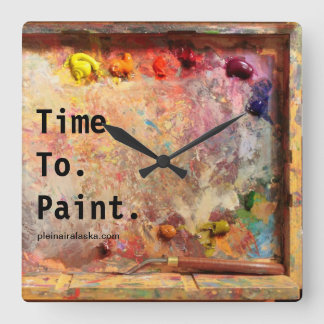 Horloge Carrée Time To Paint Artist Palette Studio Wall Clock
