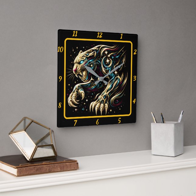 Horloge Carrée Timekeeper léger Stealth Panther Neon (Bureau)