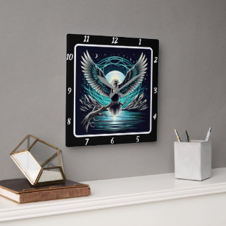 Horloge Carrée Timekeeper Neon Eagle Horizon
