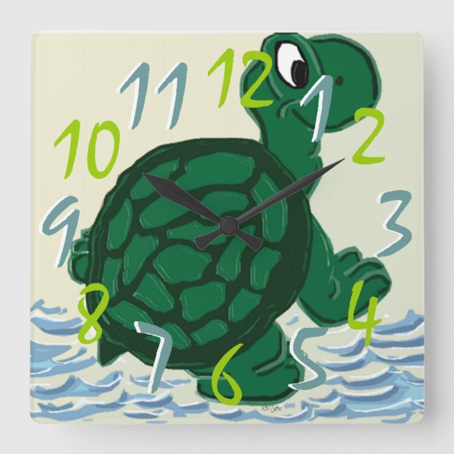 Horloge Carrée Timothy the Turtle (Recto)