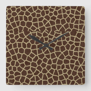 Horloge Carrée Tissu décoratif à motif imprimé girafe tons terre