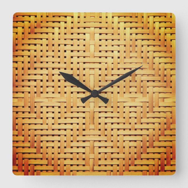 Horloge Carrée Tissu en rotin (Recto)