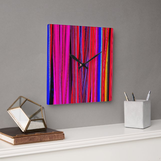 Horloge Carrée Tissus guatémaltèques : trésor de Chichicastenango (Bureau)