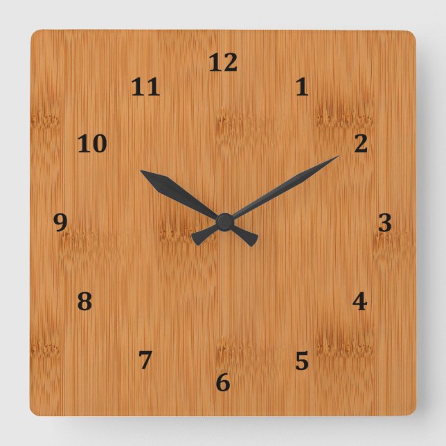 Horloge Carrée Toast de bambou Grain (Recto)