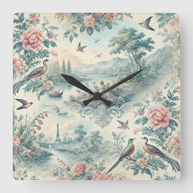 Horloge Carrée toile française vintage (Recto)