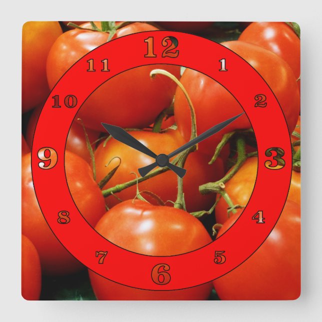 Horloge Carrée Tomatoes On Vine Numbered (Recto)