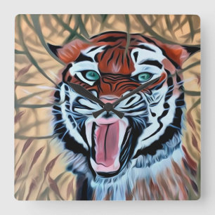 Horloge Carrée Tondeur de tigre en attente