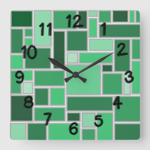 Horloge Carrée Tons verts
