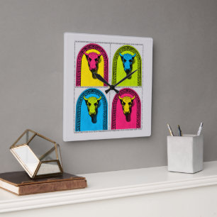 Horloge Carrée Torino Turin Toret Pop Art Typographie Streetwear