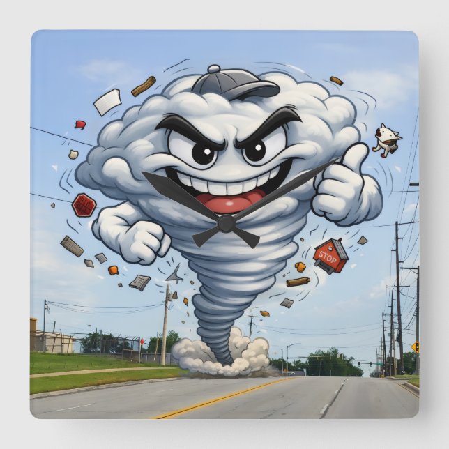 Horloge Carrée Tornade (Recto)