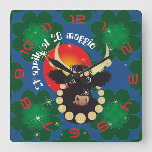 Horloge Carrée Toro 21 aprile al 20 maggio orologio (Recto)
