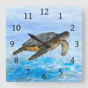 Horloge Carrée Tortue de mer 1