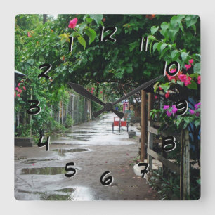 Horloge Carrée Tortuguero Costa Rica après Rain Backward Clock