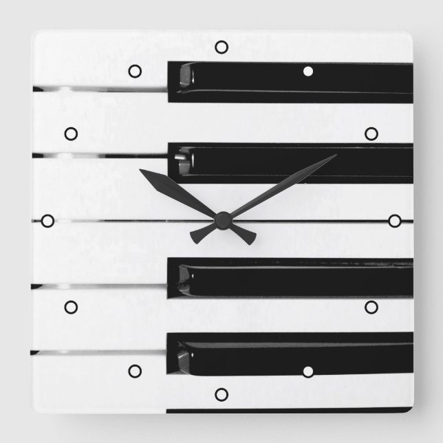 Horloge Carrée Touches de clavier de piano avec points (Recto)
