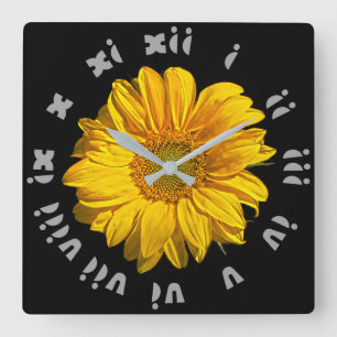 Horloge Carrée Tournesol gris Gras romain Nombre wc