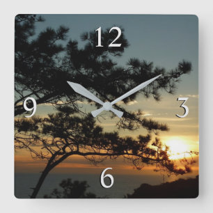 Horloge Carrée Tourrey Pine Sunset I California Paysage