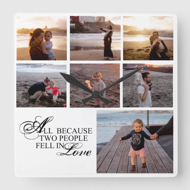Horloge Carrée Tout Ça Parce Que Deux Personnes Sont Tombées Amou (Recto)