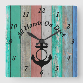 Horloge Carrée Tout l'équipage à bord – Planche de bois nautique