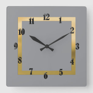 Horloge Carrée Toute couleur avec bordure or