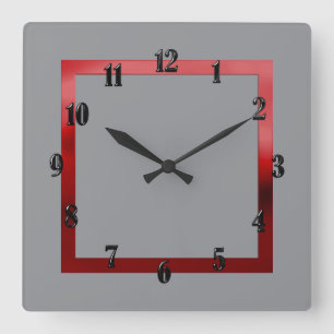 Horloge Carrée Toute couleur avec bordure rouge