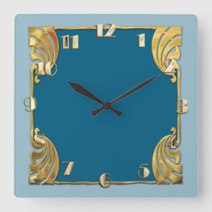 Horloge Carrée Toute couleur Monotone Art Déco Gold Design