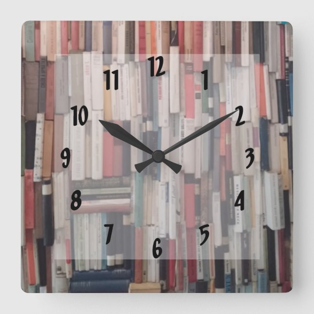 Horloge Carrée Towering Wall of Books (Recto)