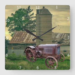 Horloge Carrée TRACTEUR vintage