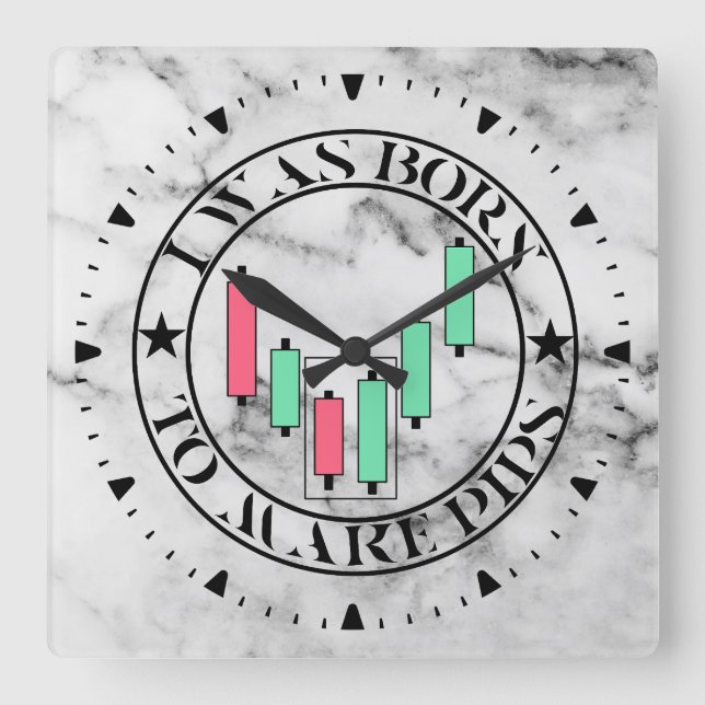 Horloge Carrée Trade Design | Bullish pattern | Marble (Recto)