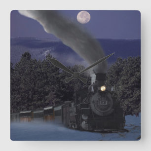 Horloge Carrée Train de nuit de Noël de Timmy