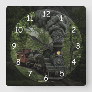 Horloge Carrée Train moteur à vapeur vintage
