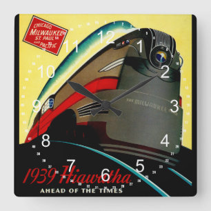 Horloge Carrée Train vintage Hiawatha rationalisé