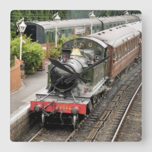 HORLOGE CARRÉE TRAINS À VAPEUR