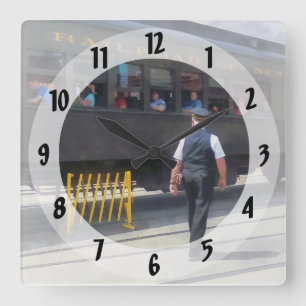 Horloge Carrée Trains - Tous à bord