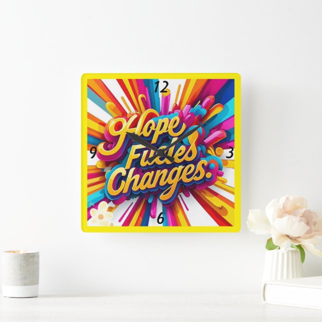 Horloge Carrée "Transformez votre vie" (Maison)