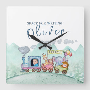 Horloge Carrée Transport ferroviaire vintage photo de l'aquarelle