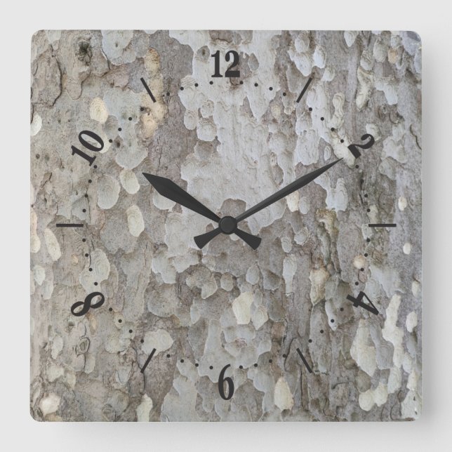 Horloge Carrée Tree bark pattern square wall clock (Recto)