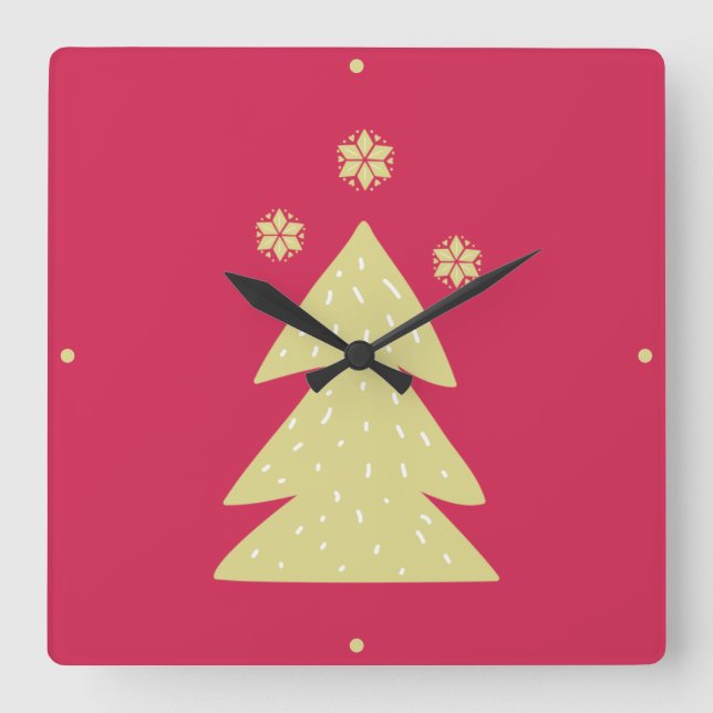 Horloge Carrée Tree de Golden Christmas (Recto)